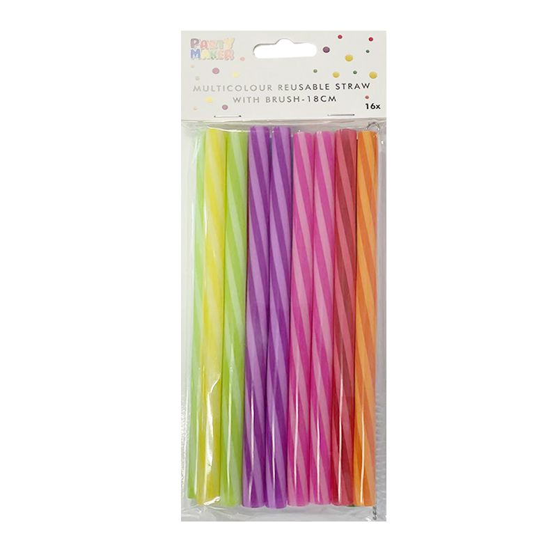 Multicolour Reusable Straw with Brush