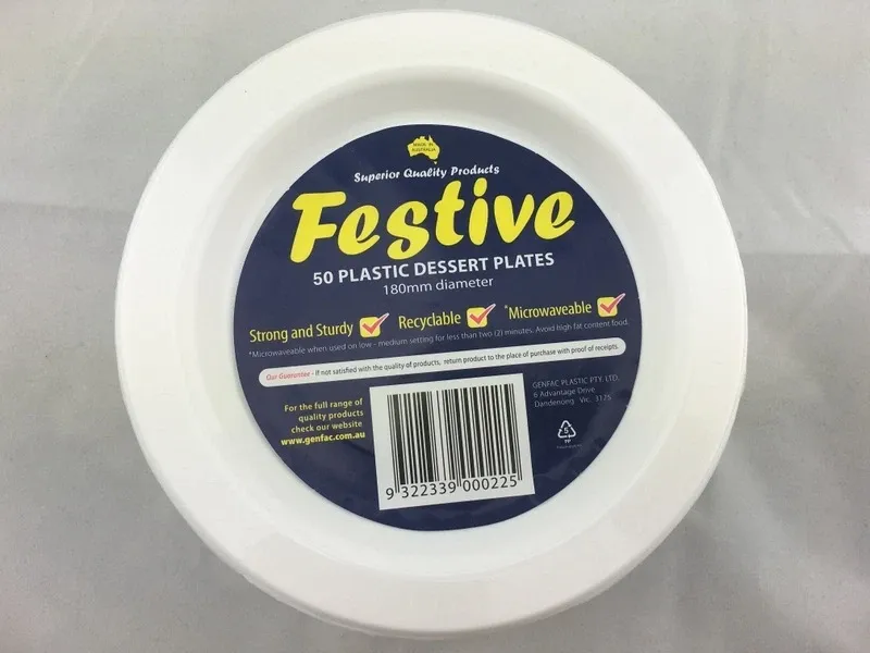 50xParty White Round Plate 180mm Reusable