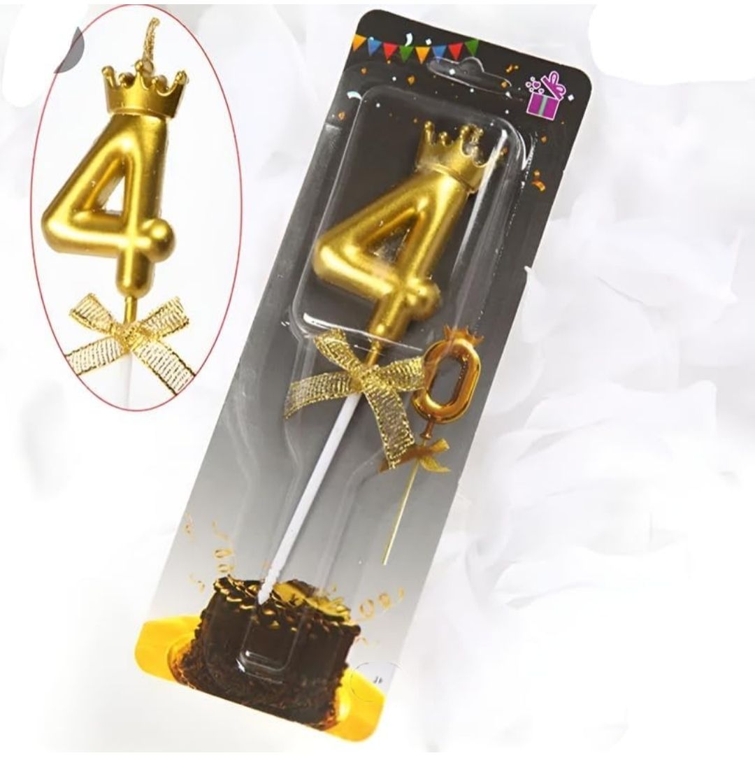 Number 4 Unscented Candle With Crown