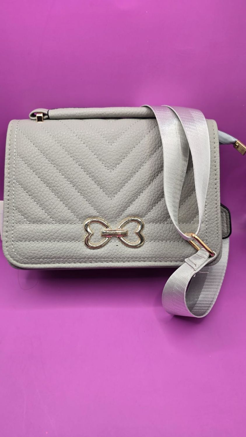 Grey Quilted Crossbody Bag