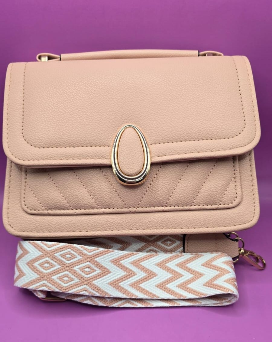 Peach Textured Crossbody Bag