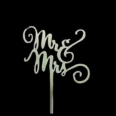 Mr &amp; Mrs Silver Cake Topper