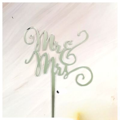 Mr &amp; Mrs Silver Cake Topper