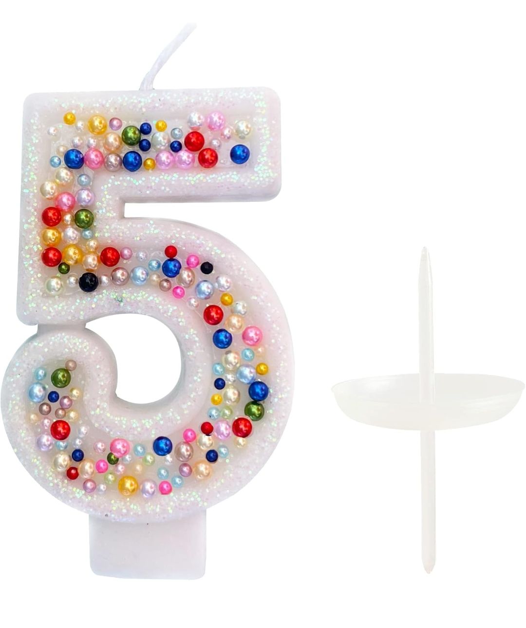 Pearl Sequin Number Candle (Number-5)