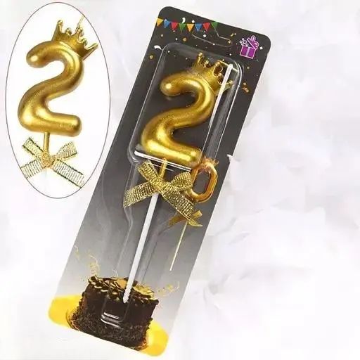 Number 2 Unscented Candle With Crown