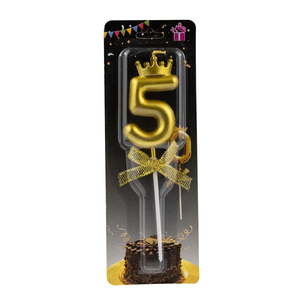 Number 5 Unscented Candle with Crown