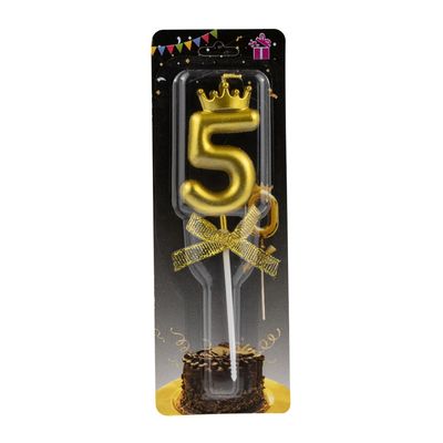Number 5 Unscented Candle with Crown