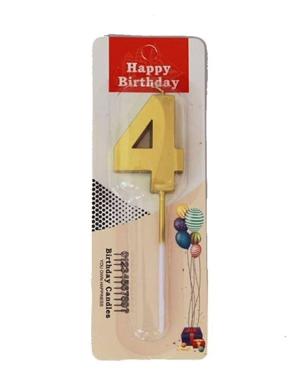 Number 4 Golden Candle