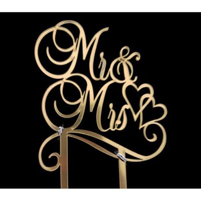 Mr &amp; Mrs Golden Cake Topper