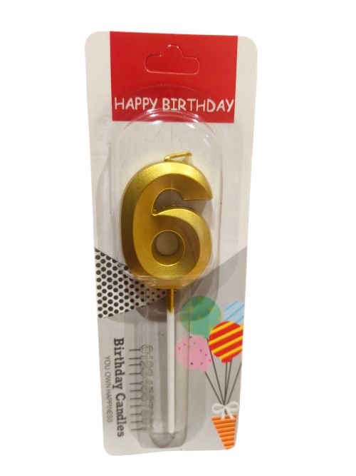 Number 6 Golden Candle
