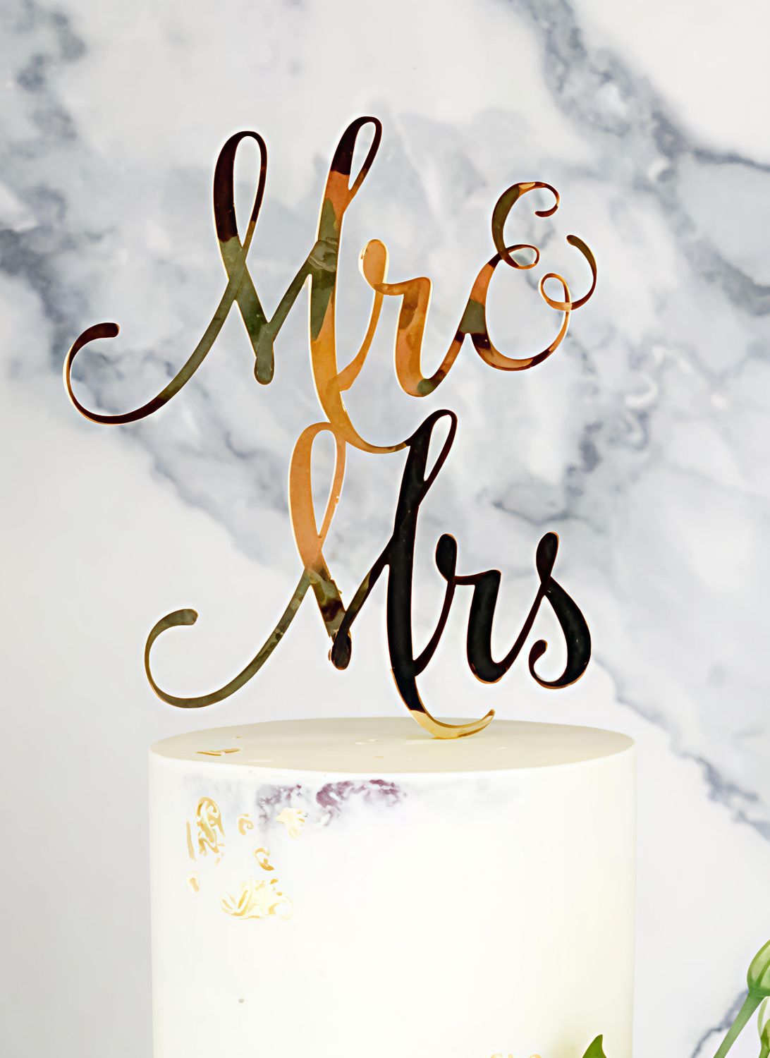 Mr &amp; Mrs Golden Cake Topper