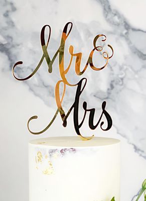 Mr &amp; Mrs Golden Cake Topper