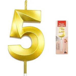 Number 5 Golden Candle