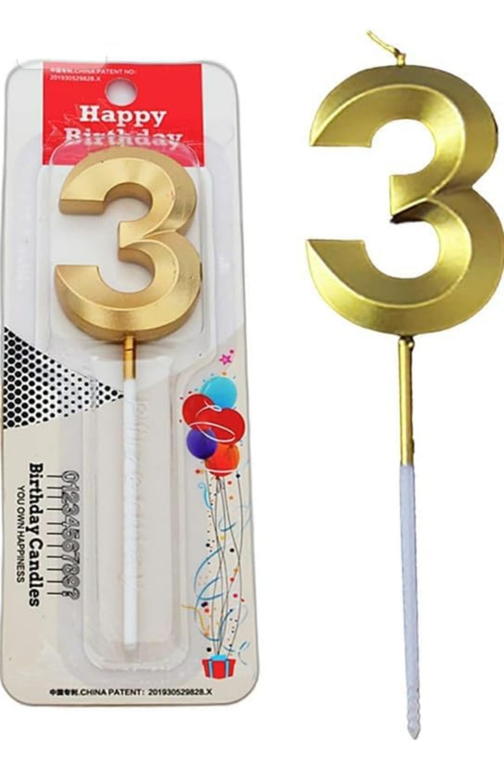 Number 3 Golden Candle