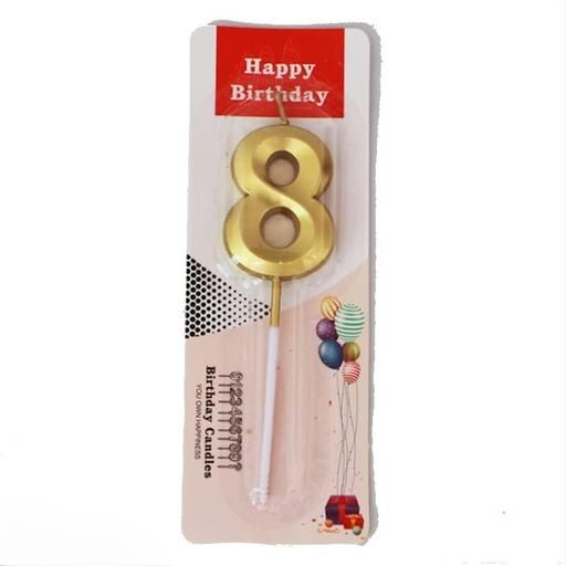 Number 8 Golden Candle
