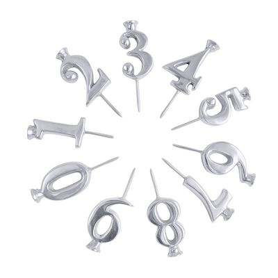 Number Silver Crown Candle 0-9