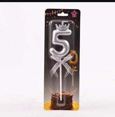 Number 5 Silver Crown Candle