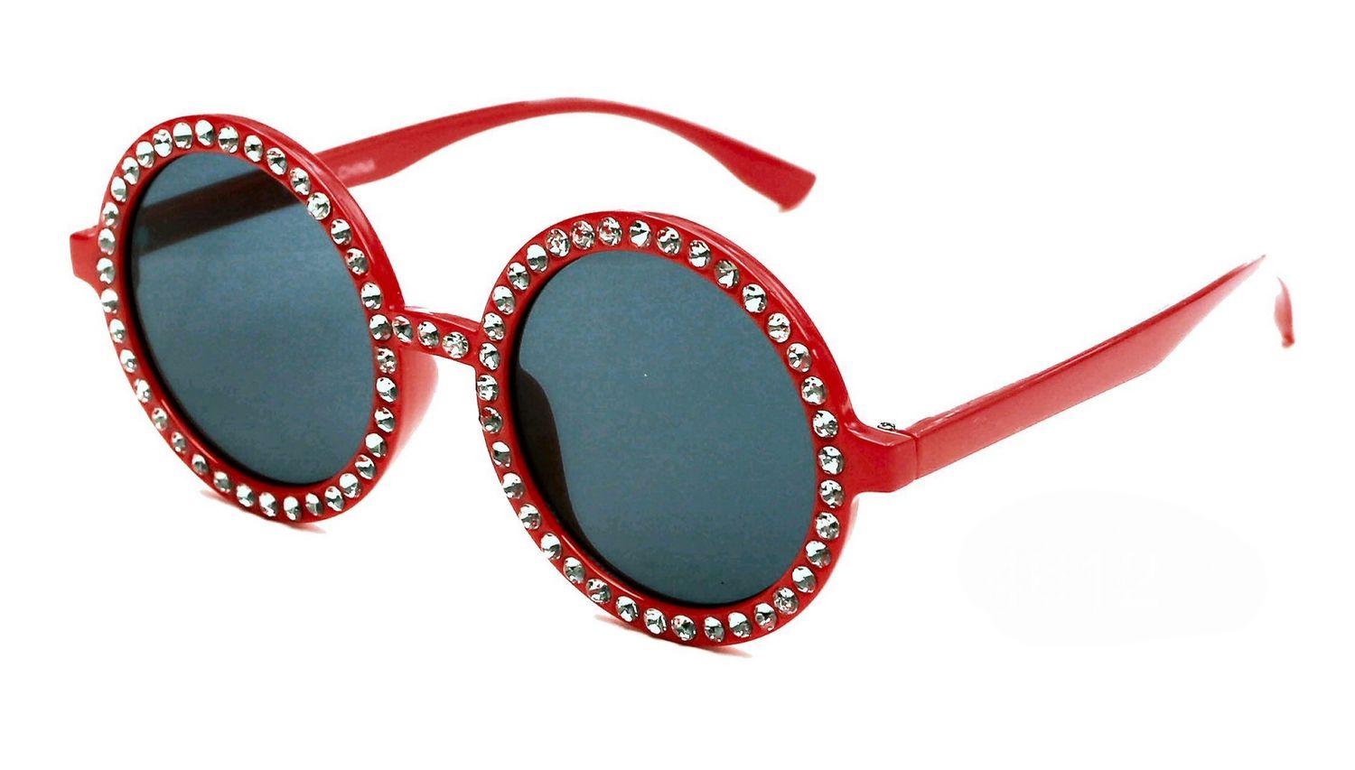 Red Round Rhinestone Party Glasses