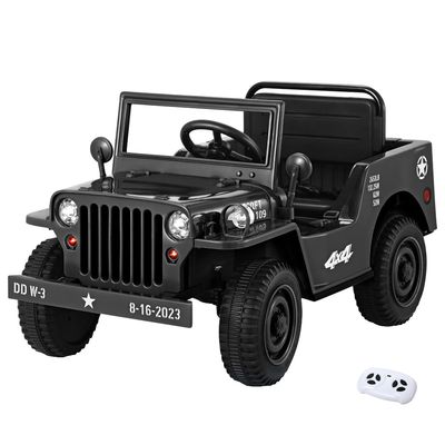 Kids Electric Ride On Car Jeep Military Off Road Toy Cars Remote 12V Black
