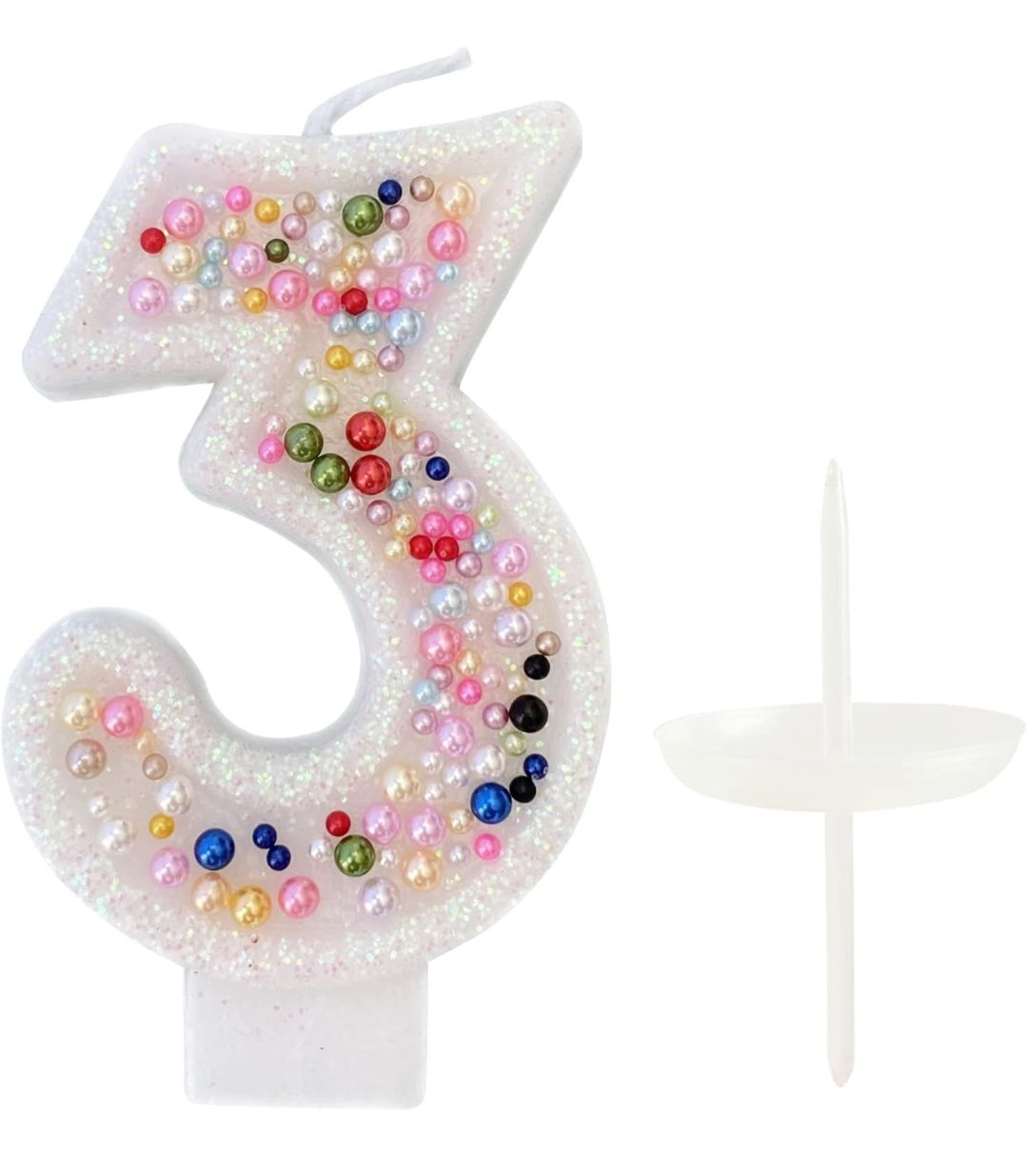 Rainbow Bead Number Candle (Number-3)