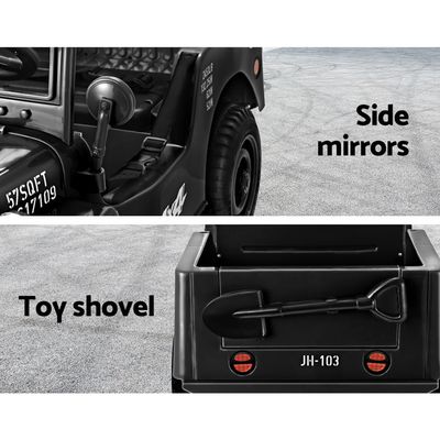 Kids Electric Ride On Car Jeep Military Off Road Toy Cars Remote 12V Black