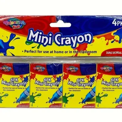 Colouring Kids Mini Crayons – 4 Pack (6 Crayons Each)
