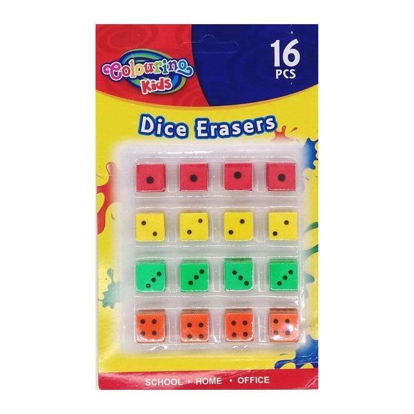12 Colour Dice Erasers Pack