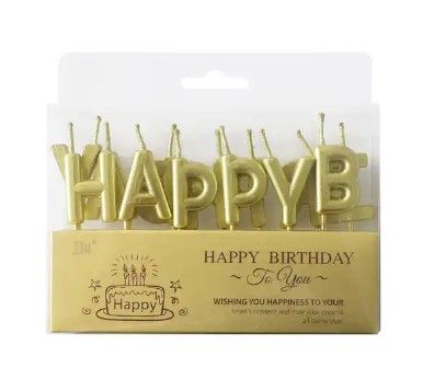 Golden Happy Birthday Candle