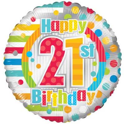 "21st Happy Birthday" Foil Balloon