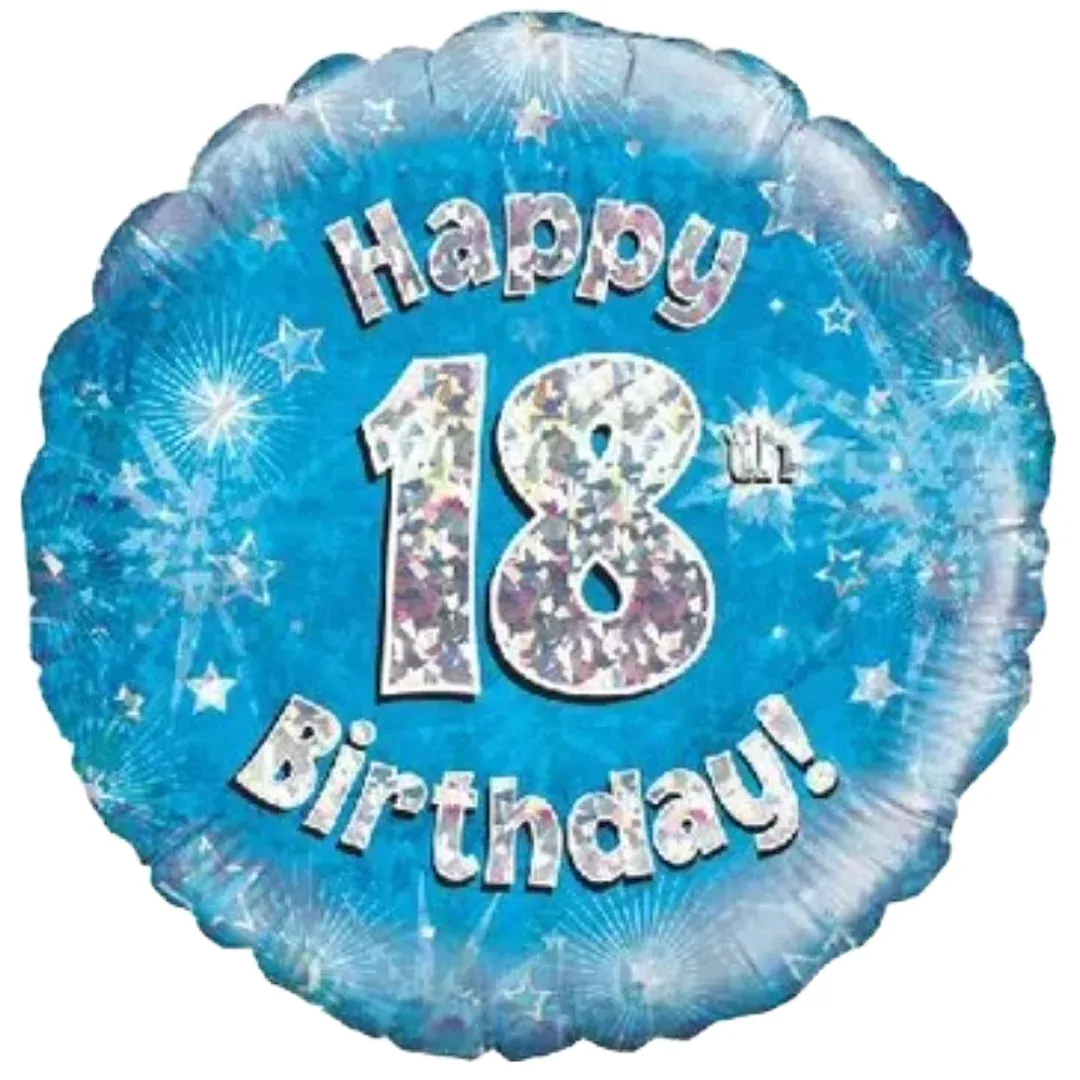 &quot;18 Happy Birthday&quot; Holographic Foil Balloon