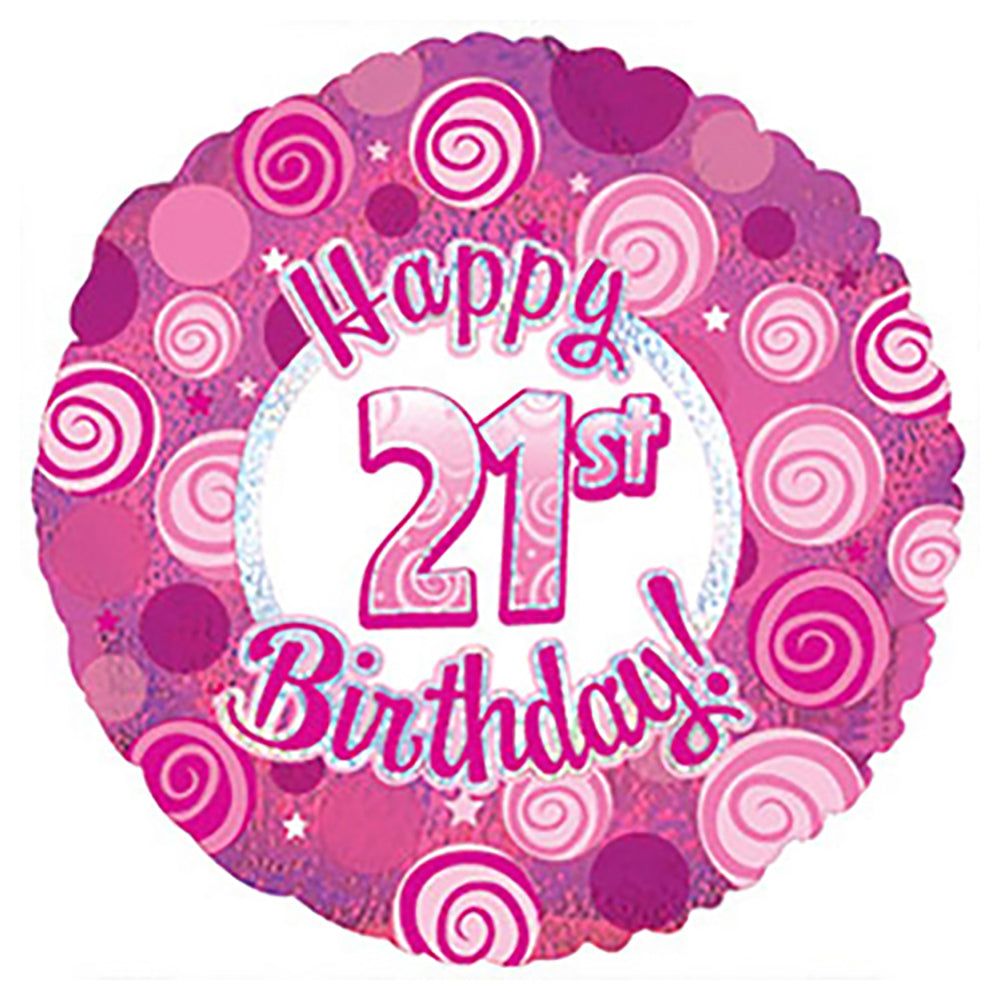 &quot;21st Happy Birthday&quot; Pink Foil Balloon