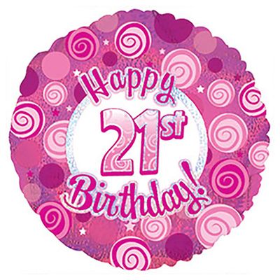 &quot;21st Happy Birthday&quot; Pink Foil Balloon