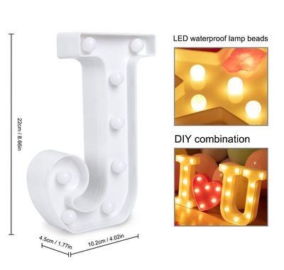 White LED Marquee Light – Letter J
