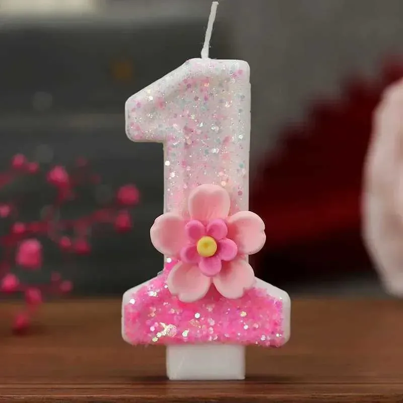 Pink Flower Number Candle (Number-1)