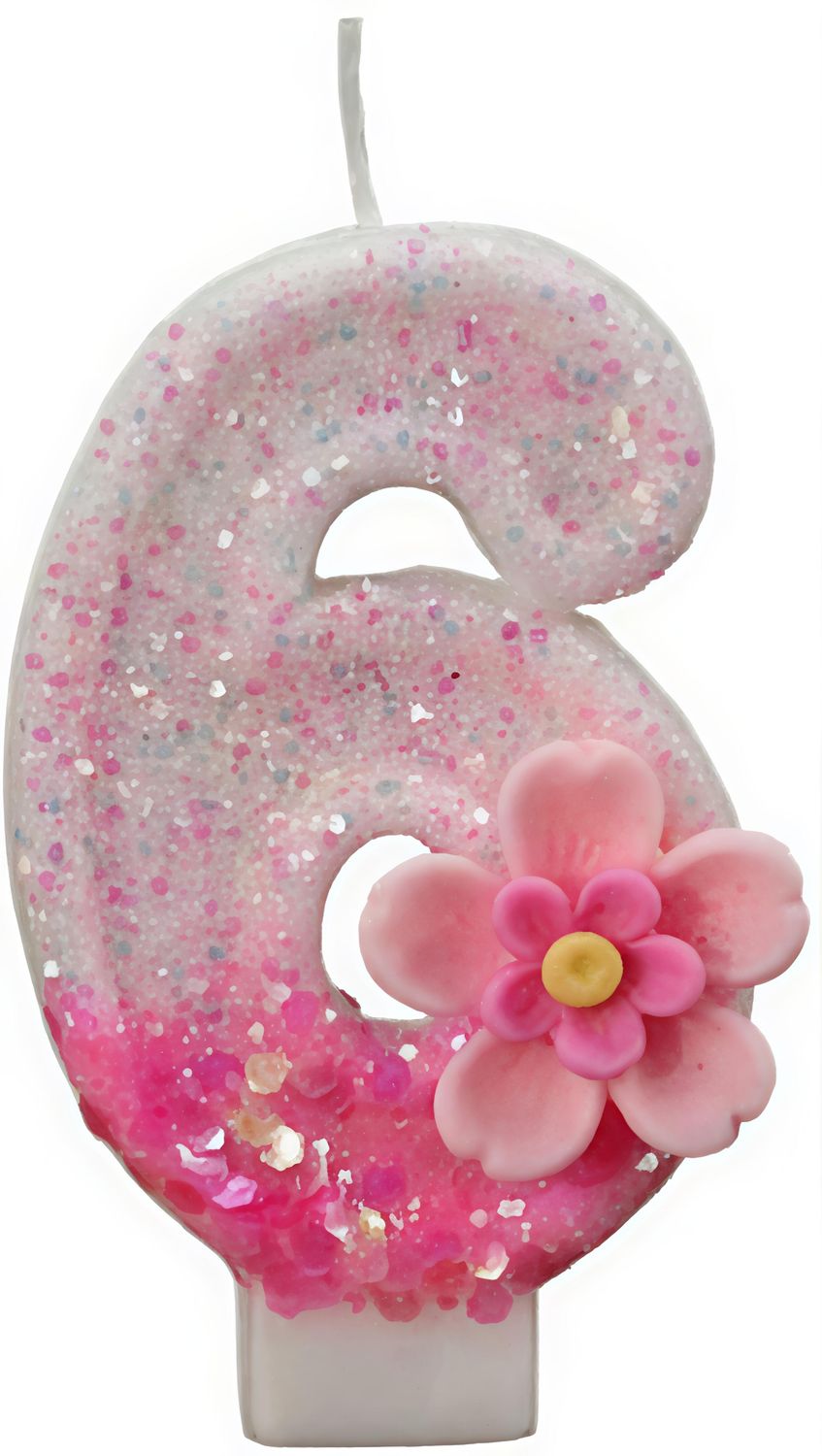 Pink Flower Number Candle (Number-6)