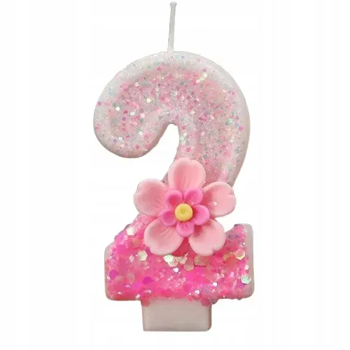 Pink Flower Number Candle (Number-2)