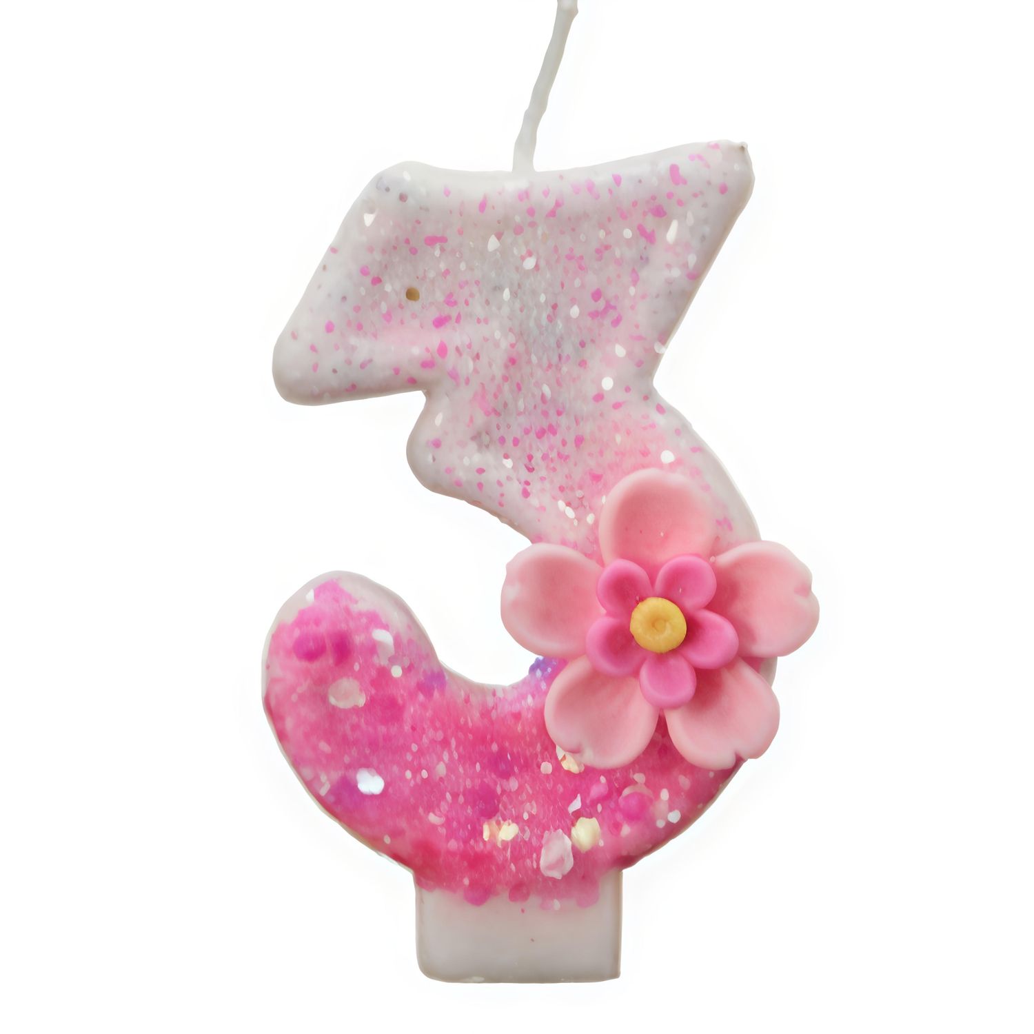 Pink Flower Number Candle (Number-3)