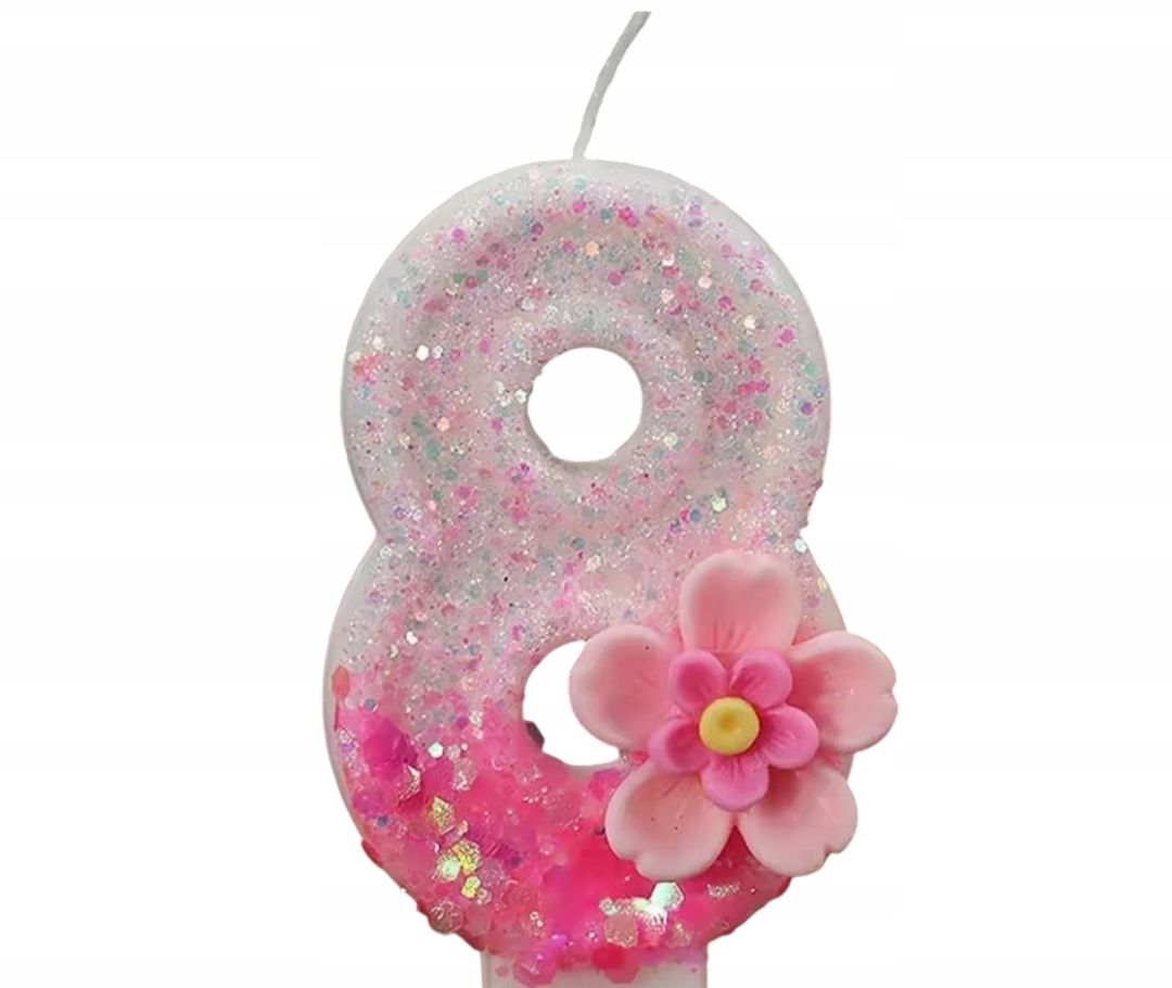 Pink Flower Number Candle (Number-8)