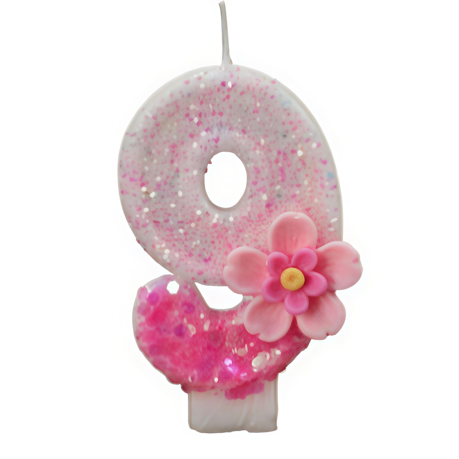 Pink Flower Number Candle (Number-9)
