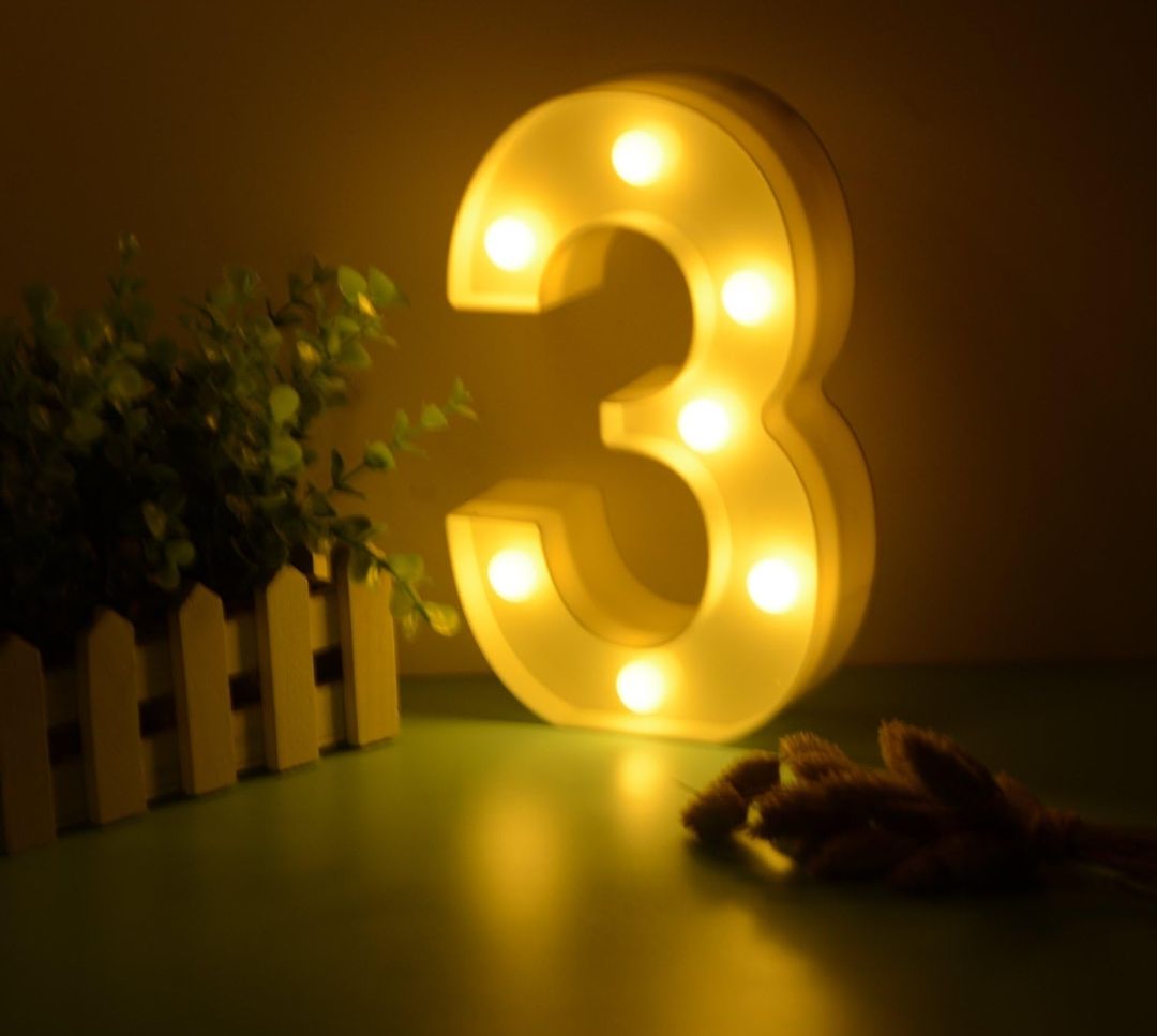 White LED Marquee Light – Number 3