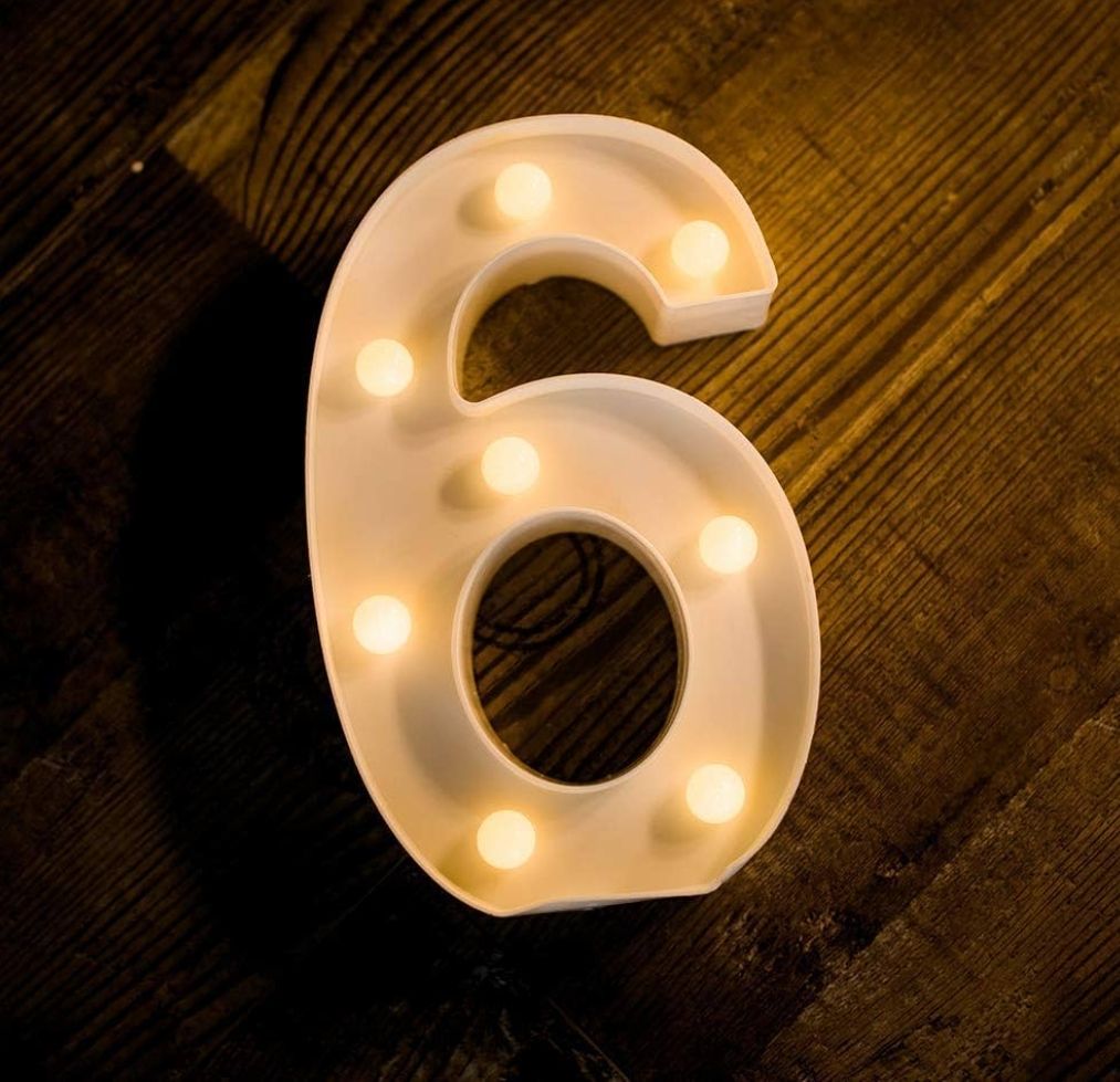 White LED Marquee Light – Number 6