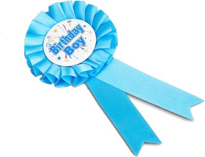 Birthday Boy Ribbon Badge- Light Blue