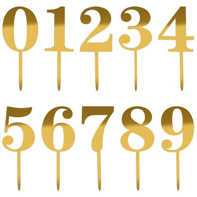 All in One Golden Number Cake Topper 0-9