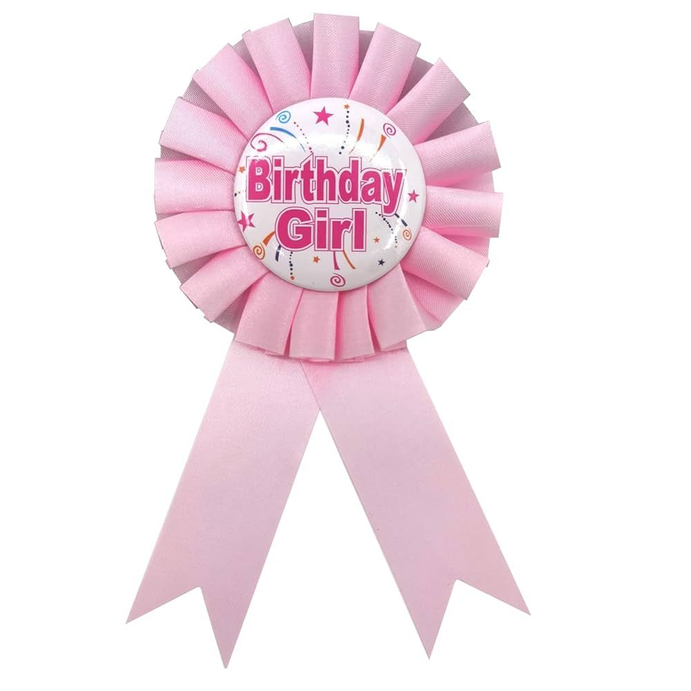 Birthday Girl Ribbon Badge- Light Pink