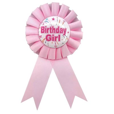 Birthday Girl Ribbon Badge- Light Pink