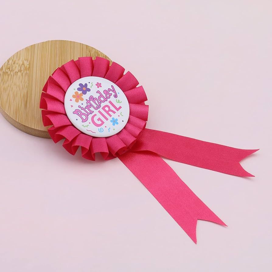Birthday Girl Ribbon Badge-Pink