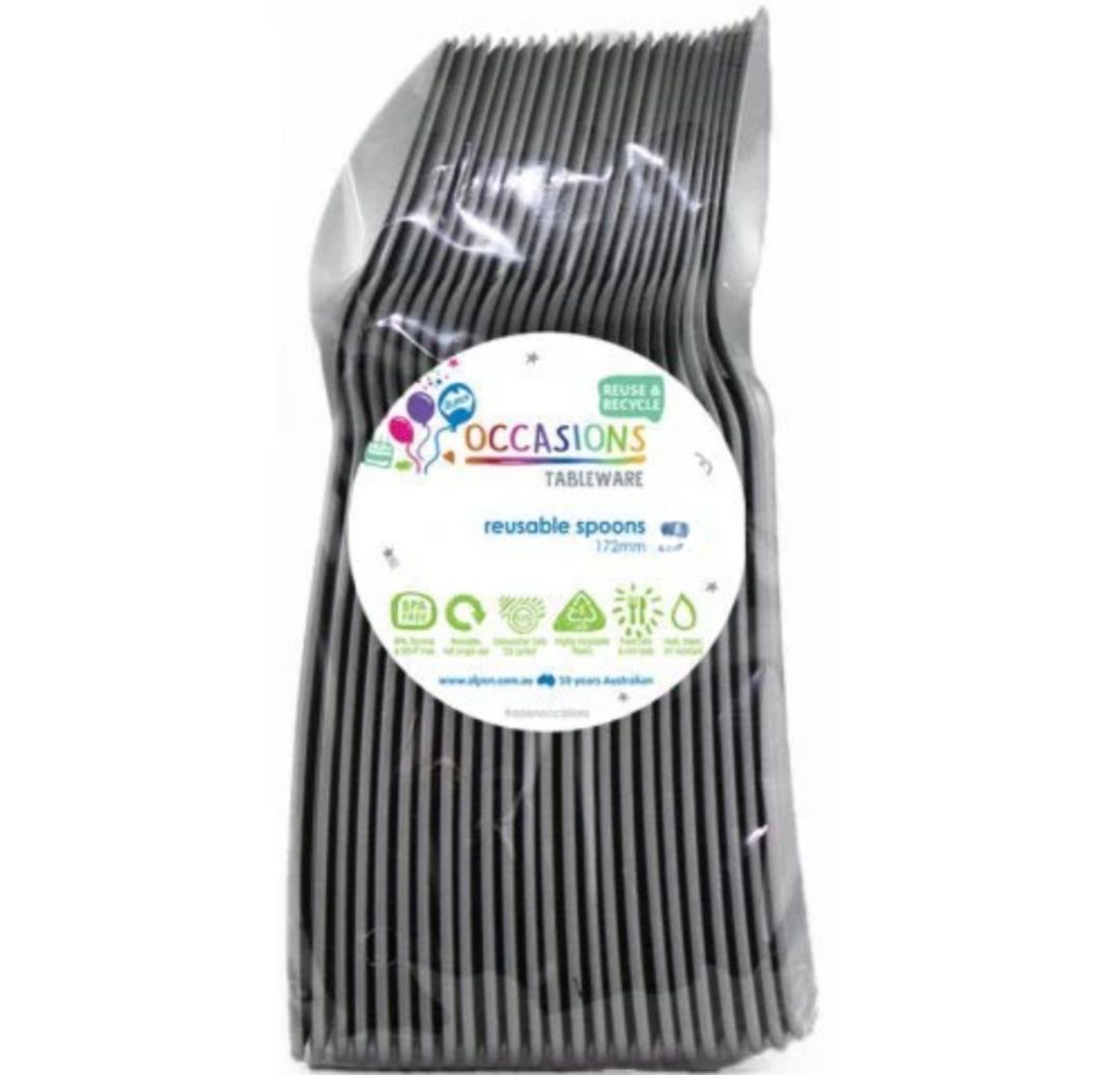 Occasion Reusable Plastic Silver Spoons 20pcs