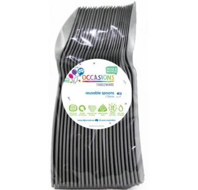 Occasion Reusable Plastic Silver Spoons 20pcs