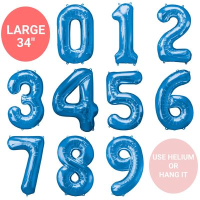 34 Inch Blue Number Balloon