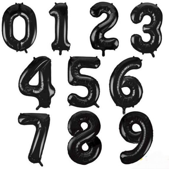 34 Inch Black Number Balloon